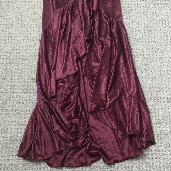 City Triangles | Red Glitter Halter Ruffle Dress - Picture 7 of 7